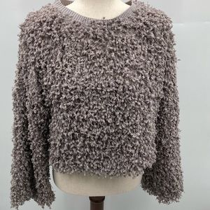 Fate Women’s Dusty Purple Knitted Silk Inside Long Sleeve Cropped Sweater Top